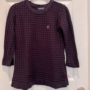 JPMChase Lands End 3/4 Sleeve Waffle Knit Sweater in Dark Navy Blue Size XS